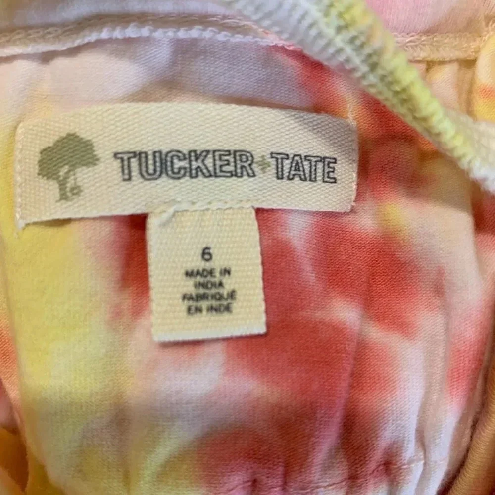 Tucker + Tate Kids' Tie Dye Romper In‎ Pink- Yellow Tie Dye Size 6 NWT